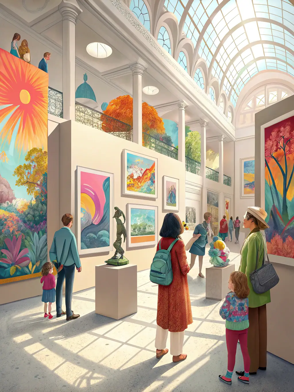 A captivating shot of a visual communication exhibition, displaying a diverse range of artworks created by local artists, highlighting MATOUTOU's role in promoting visual arts.